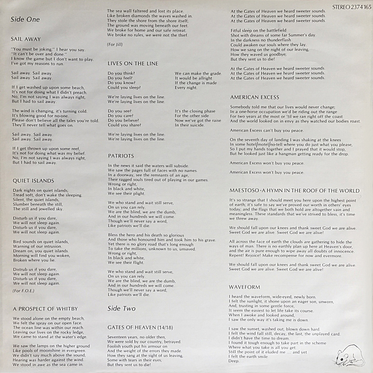 German LP front of inner sleeve - click for larger picture German LP front of inner sleeve - click for larger picture